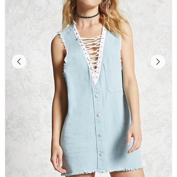 Forever 21 Dresses & Skirts - Denim lace up dress